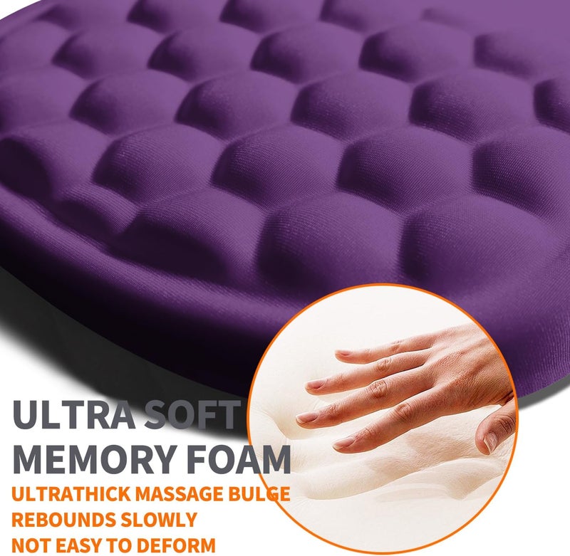 Armanza Ergonomic Joint Wrist Support Mouse Pad with Memory Foam Cushion Massage Bump, Carpal Tunnel Pain Relief Mousepad Slope Design for Wrist Rest, 11.8x7.9 in, Dark Violet - Image 3